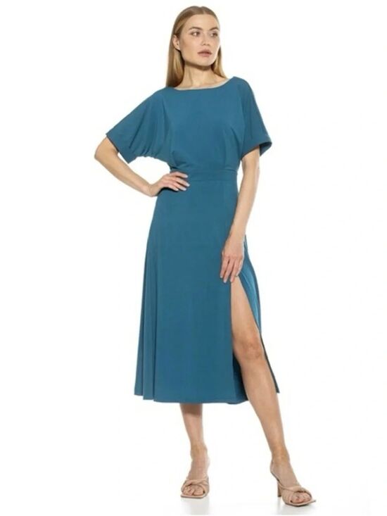 Alexia Admor Dresses & Skirts - Alexia Admor Lana Midi Dress Turquoise Teal Slit Semi-Formal SZ L NEW